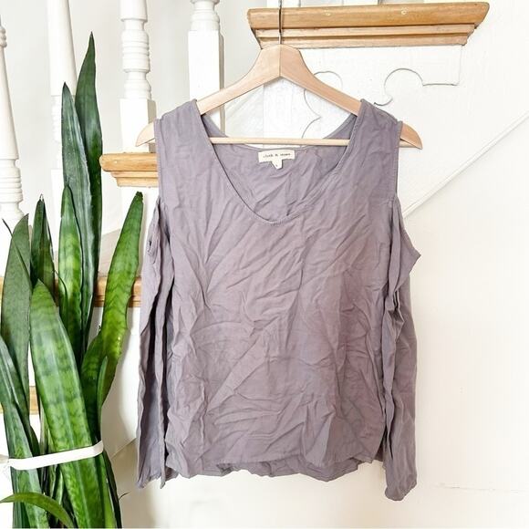 Anthropologie Cloth & Stone Cass Cold Shoulder Long Sleeve Top Blouse Size S - Picture 2 of 6